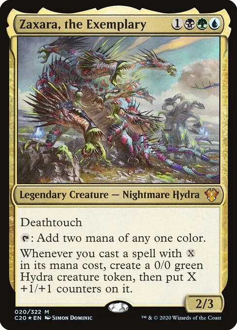 Zaxara, the Exemplary, carta Magic di tipo Legendary Creature — Nightmare Hydra illustrata da Simon Dominic