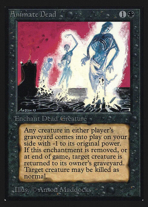 Animate Dead, carta Magic di tipo Enchantment — Aura illustrata da Anson Maddocks