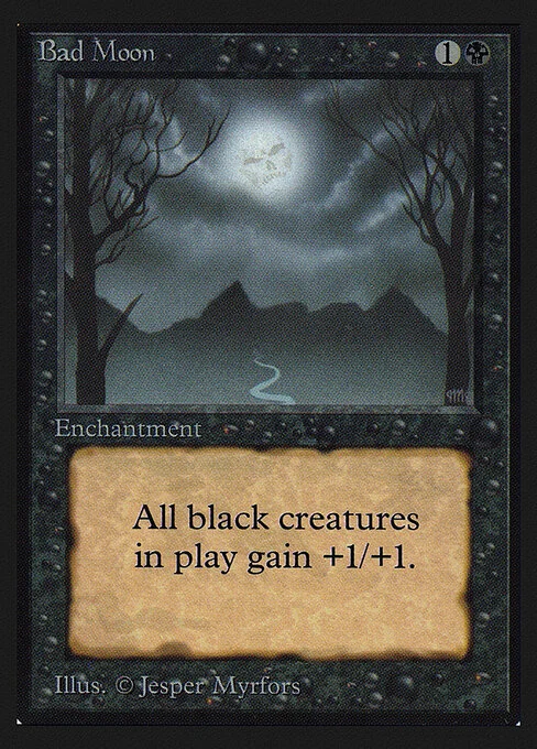 Bad Moon, carta Magic di tipo Enchantment illustrata da Jesper Myrfors