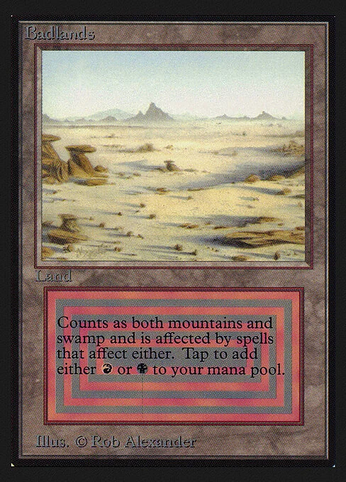 Badlands, carta Magic di tipo Land — Swamp Mountain illustrata da Rob Alexander