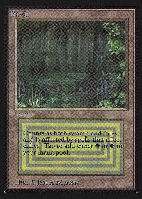 Bayou, carta Magic di tipo Land — Swamp Forest illustrata da Jesper Myrfors