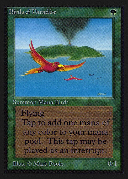 Birds of Paradise, carta Magic di tipo Creature — Bird illustrata da Mark Poole