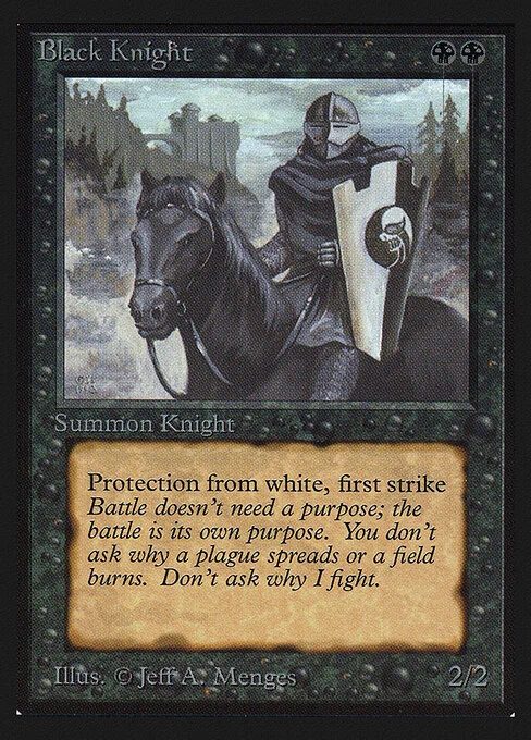 Black Knight, carta Magic di tipo Creature — Human Knight illustrata da Jeff A. Menges