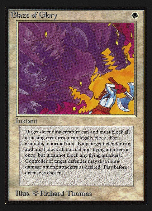Blaze of Glory, carta Magic di tipo Instant illustrata da Richard Thomas