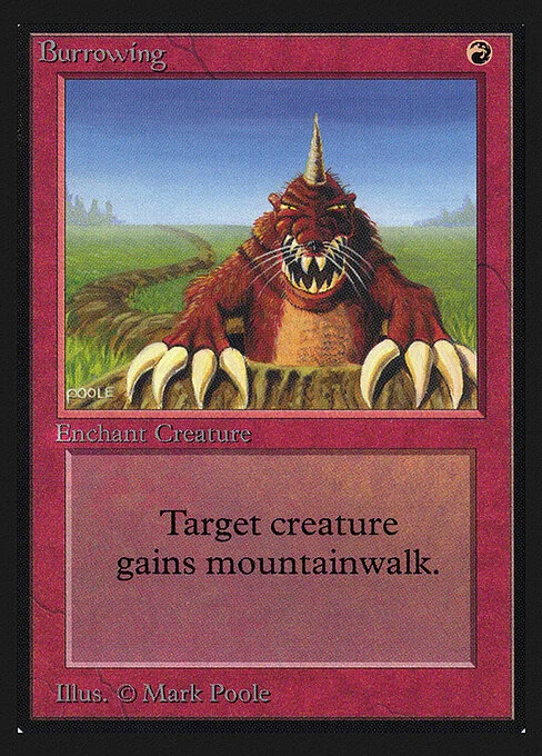 Burrowing, carta Magic di tipo Enchantment — Aura illustrata da Mark Poole