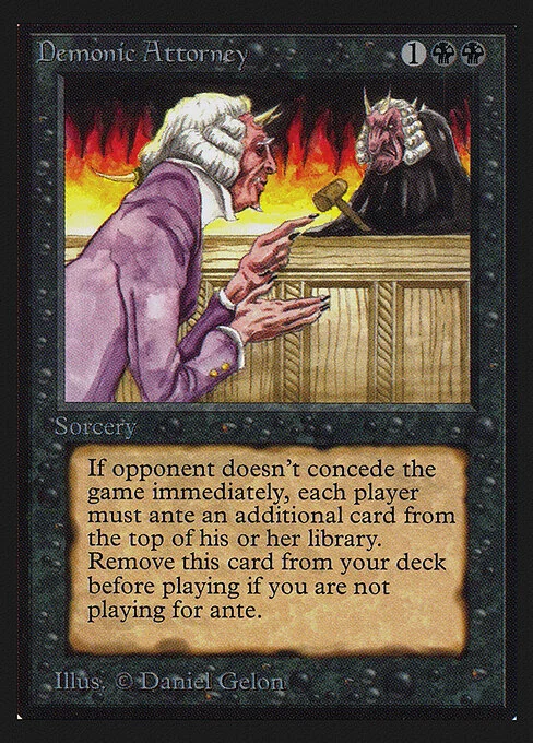 Demonic Attorney, carta Magic di tipo Sorcery illustrata da Daniel Gelon