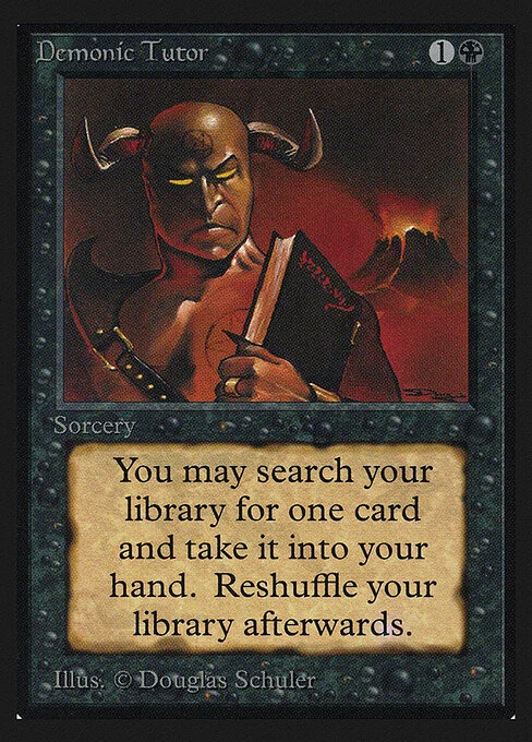 Demonic Tutor, carta Magic di tipo Sorcery illustrata da Douglas Shuler