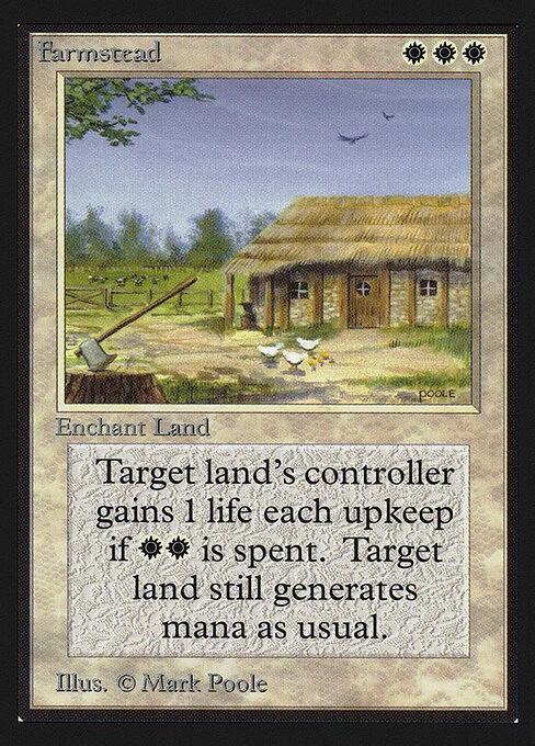 Farmstead, carta Magic di tipo Enchantment — Aura illustrata da Mark Poole