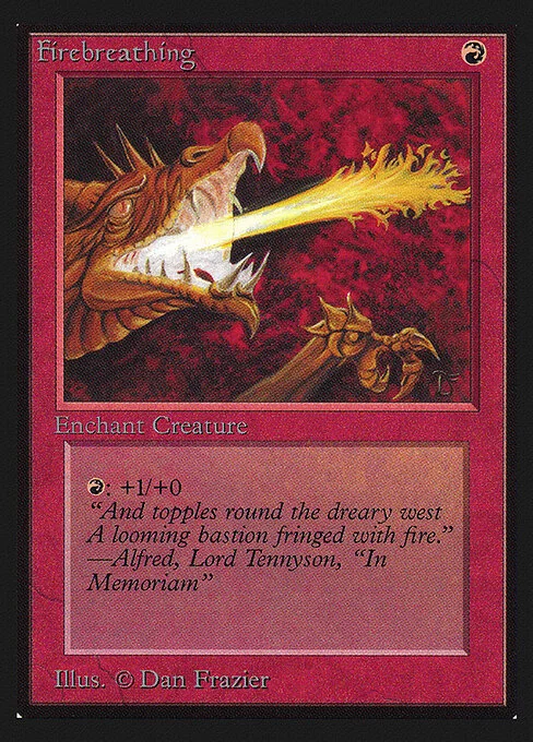 Firebreathing, carta Magic di tipo Enchantment — Aura illustrata da Dan Frazier