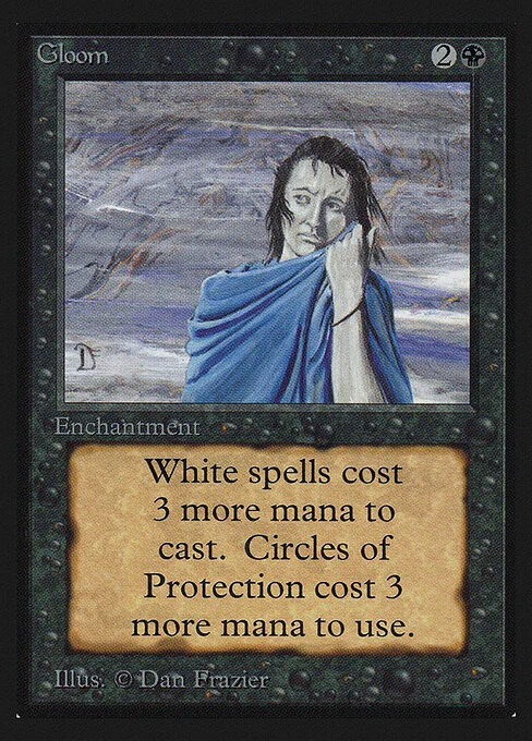 Gloom, carta Magic di tipo Enchantment illustrata da Dan Frazier