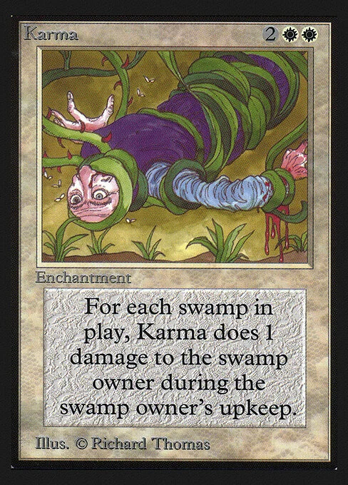 Karma, carta Magic di tipo Enchantment illustrata da Richard Thomas