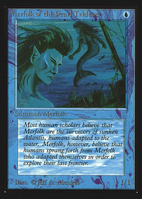 Merfolk of the Pearl Trident, carta Magic di tipo Creature — Merfolk illustrata da Jeff A. Menges