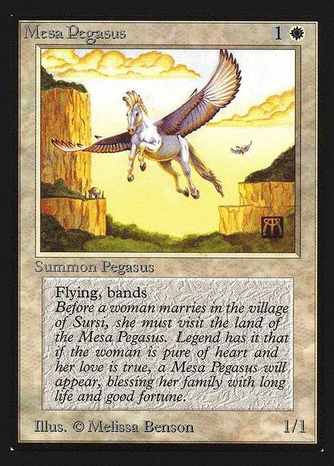 Mesa Pegasus, carta Magic di tipo Creature — Pegasus illustrata da Melissa A. Benson