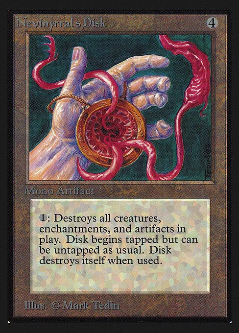 Nevinyrral's Disk, carta Magic di tipo Artifact illustrata da Mark Tedin