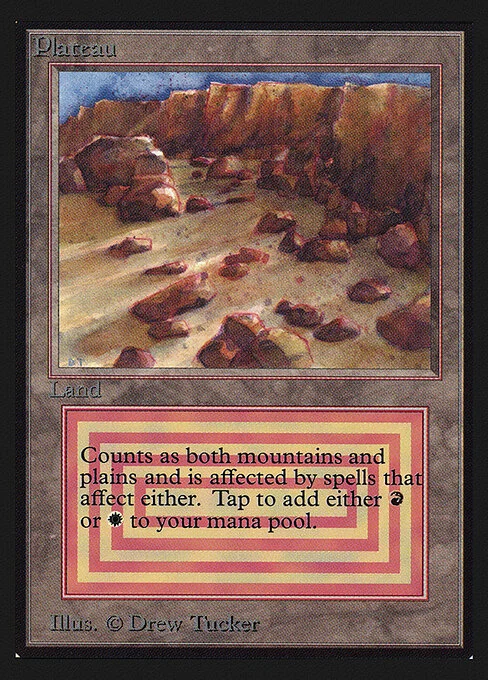 Plateau, carta Magic di tipo Land — Mountain Plains illustrata da Drew Tucker
