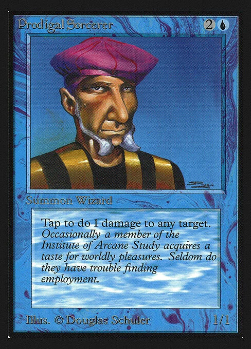 Prodigal Sorcerer, carta Magic di tipo Creature — Human Wizard Sorcerer illustrata da Douglas Shuler