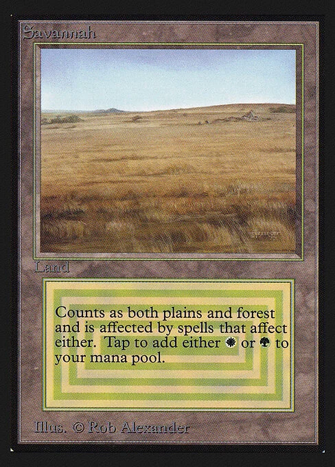 Savannah, carta Magic di tipo Land — Forest Plains illustrata da Rob Alexander