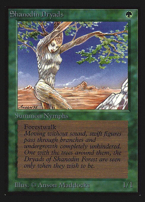 Shanodin Dryads, carta Magic di tipo Creature — Nymph Dryad illustrata da Anson Maddocks