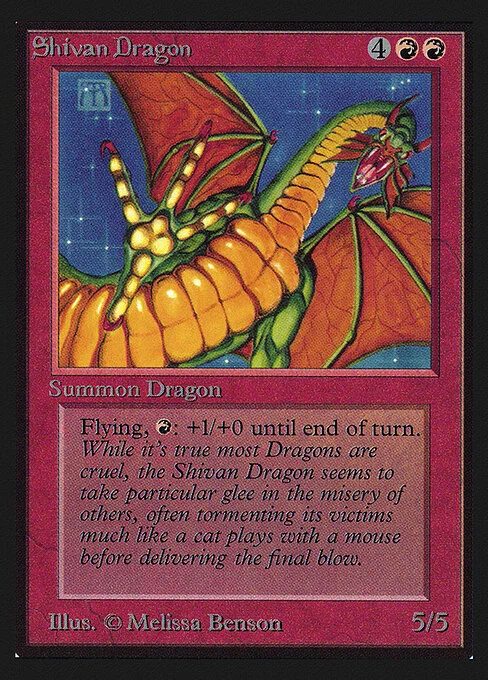 Shivan Dragon, carta Magic di tipo Creature — Dragon illustrata da Melissa A. Benson