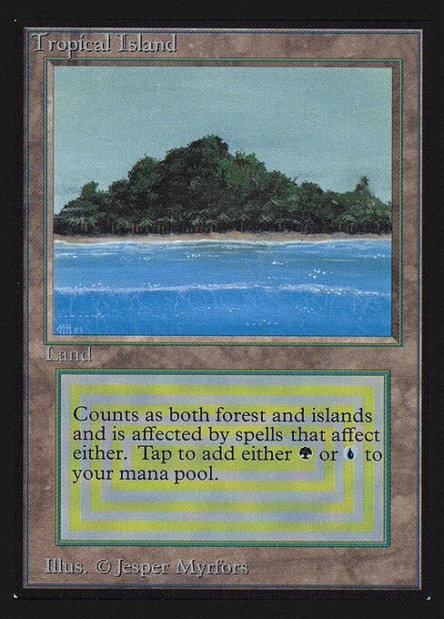 Tropical Island, carta Magic di tipo Land — Forest Island illustrata da Jesper Myrfors