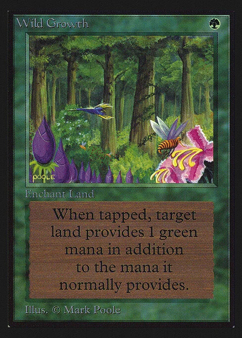Wild Growth, carta Magic di tipo Enchantment — Aura illustrata da Mark Poole