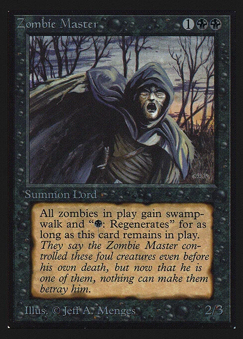 Zombie Master, carta Magic di tipo Creature — Zombie illustrata da Jeff A. Menges