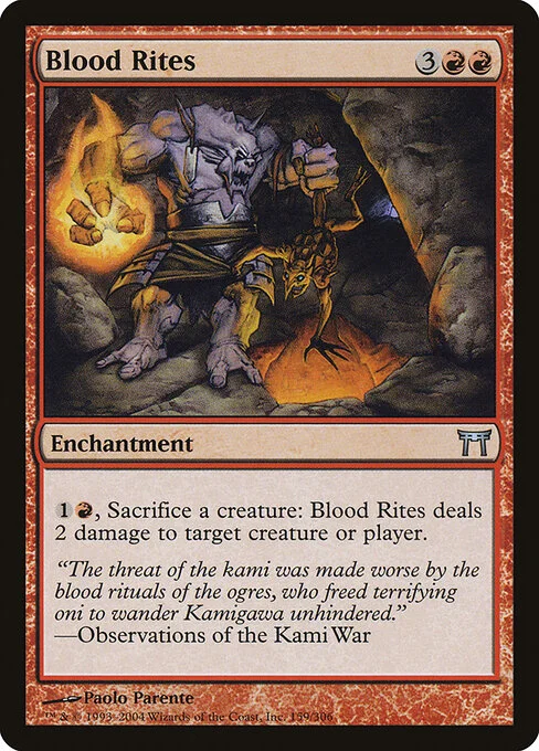Blood Rites, carta Magic di tipo Enchantment illustrata da Paolo Parente