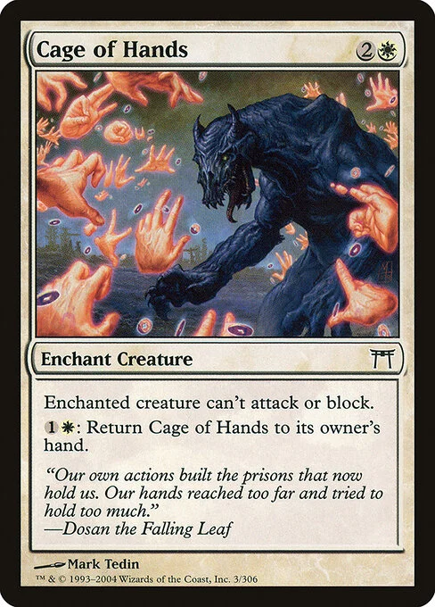 Cage of Hands, carta Magic di tipo Enchantment — Aura illustrata da Mark Tedin