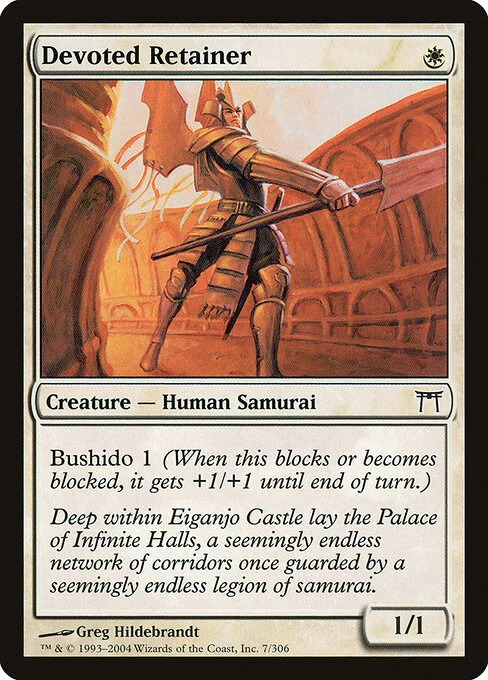 Devoted Retainer, carta Magic di tipo Creature — Human Samurai illustrata da Greg Hildebrandt