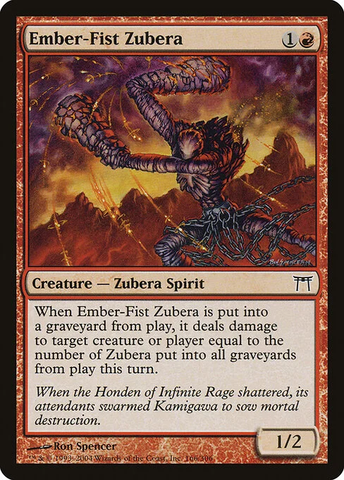 Ember-Fist Zubera, carta Magic di tipo Creature — Zubera Spirit illustrata da Ron Spencer