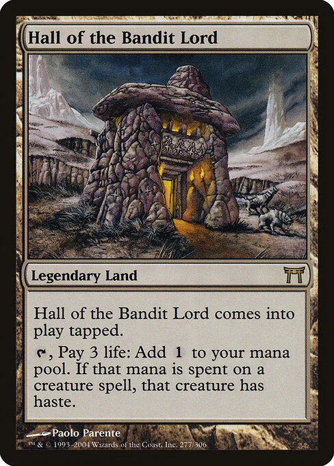Hall of the Bandit Lord, carta Magic di tipo Legendary Land illustrata da Paolo Parente