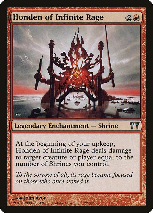 Honden of Infinite Rage, carta Magic di tipo Legendary Enchantment — Shrine illustrata da John Avon