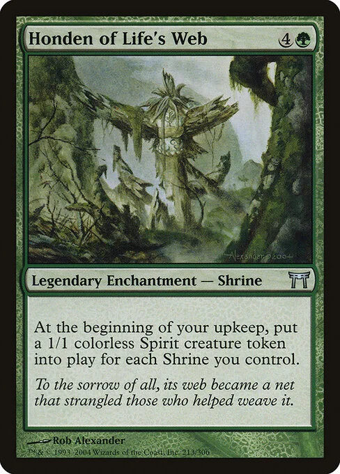 Honden of Life's Web, carta Magic di tipo Legendary Enchantment — Shrine illustrata da Rob Alexander