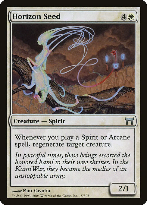 Horizon Seed, carta Magic di tipo Creature — Spirit illustrata da Matt Cavotta