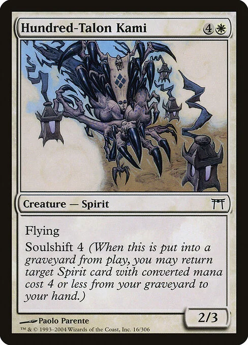 Hundred-Talon Kami, carta Magic di tipo Creature — Spirit illustrata da Paolo Parente