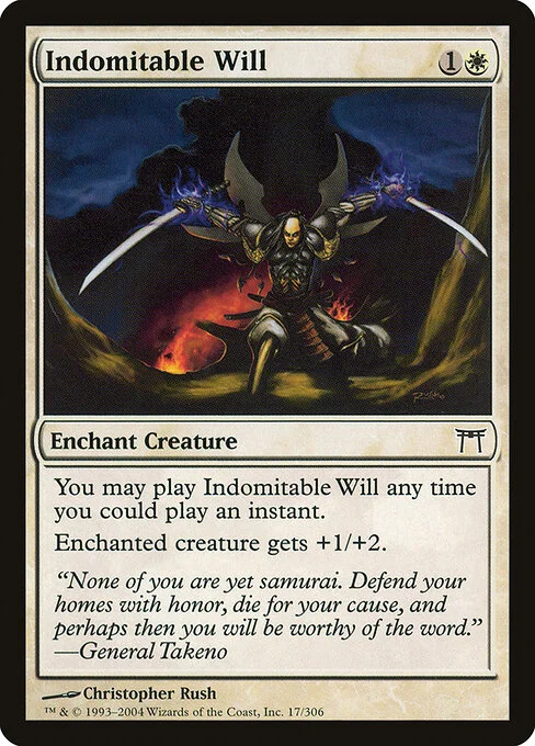 Indomitable Will, carta Magic di tipo Enchantment — Aura illustrata da Christopher Rush