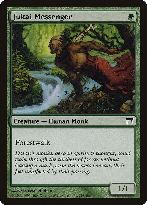 Jukai Messenger, carta Magic di tipo Creature — Human Monk illustrata da Terese Nielsen