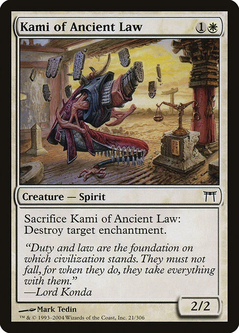 Kami of Ancient Law, carta Magic di tipo Creature — Spirit illustrata da Mark Tedin