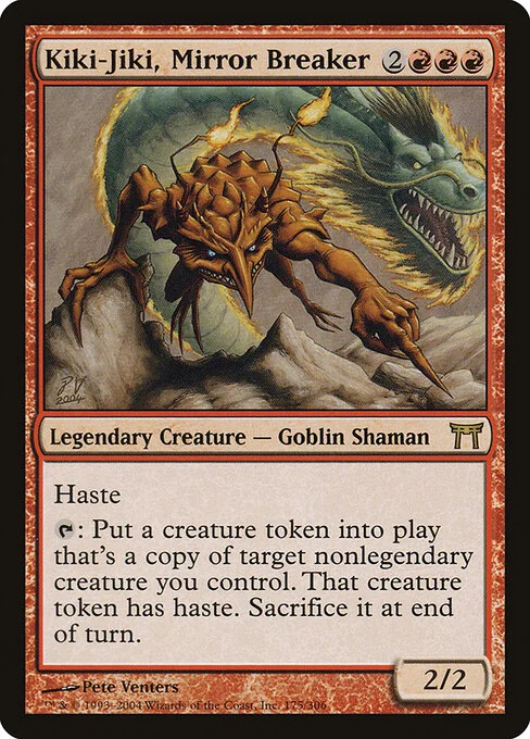Kiki-Jiki, Mirror Breaker, carta Magic di tipo Legendary Creature — Goblin Shaman illustrata da Pete Venters