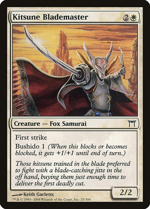 Kitsune Blademaster, carta Magic di tipo Creature — Fox Samurai illustrata da Keith Garletts