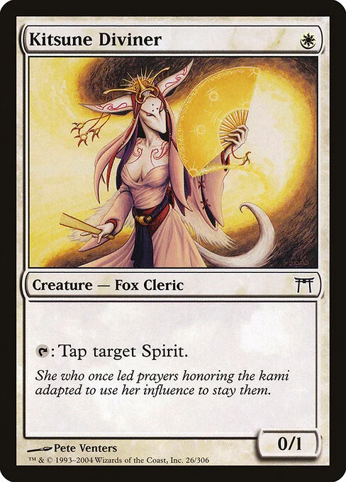 Kitsune Diviner, carta Magic di tipo Creature — Fox Cleric illustrata da Pete Venters