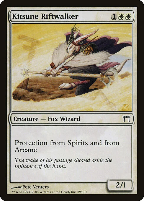 Kitsune Riftwalker, carta Magic di tipo Creature — Fox Wizard illustrata da Pete Venters