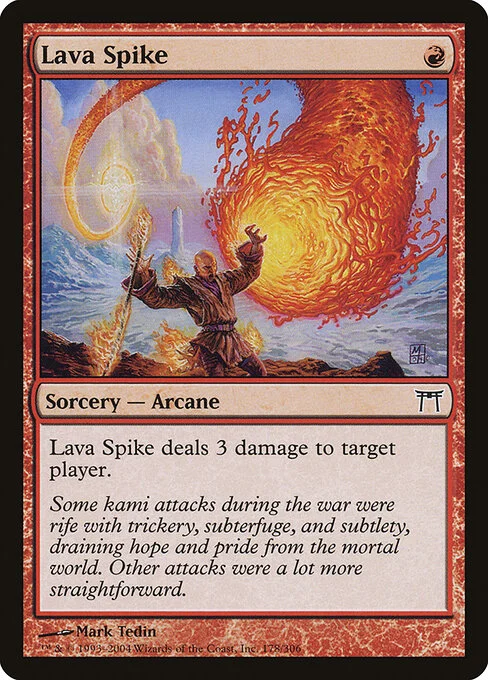Lava Spike, carta Magic di tipo Sorcery — Arcane illustrata da Mark Tedin