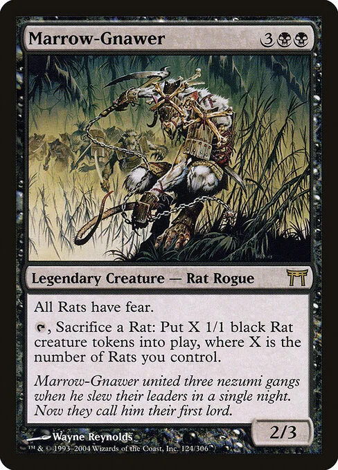 Marrow-Gnawer, carta Magic di tipo Legendary Creature — Rat Rogue illustrata da Wayne Reynolds