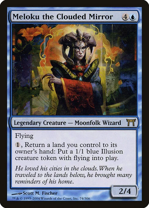 Meloku the Clouded Mirror, carta Magic di tipo Legendary Creature — Moonfolk Wizard illustrata da Scott M. Fischer