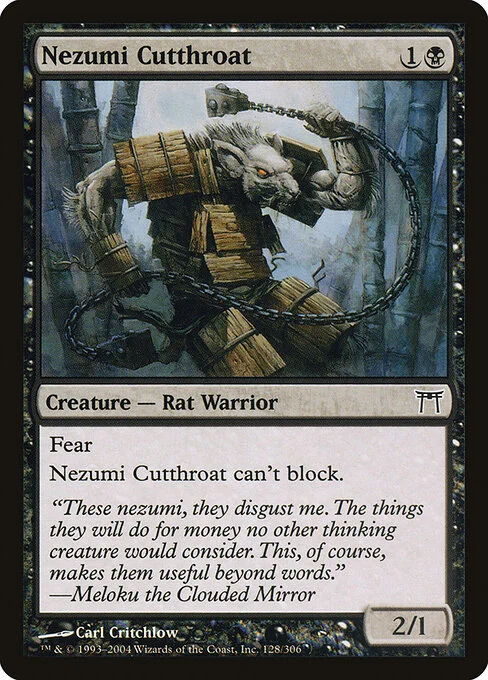 Nezumi Cutthroat, carta Magic di tipo Creature — Rat Warrior illustrata da Carl Critchlow