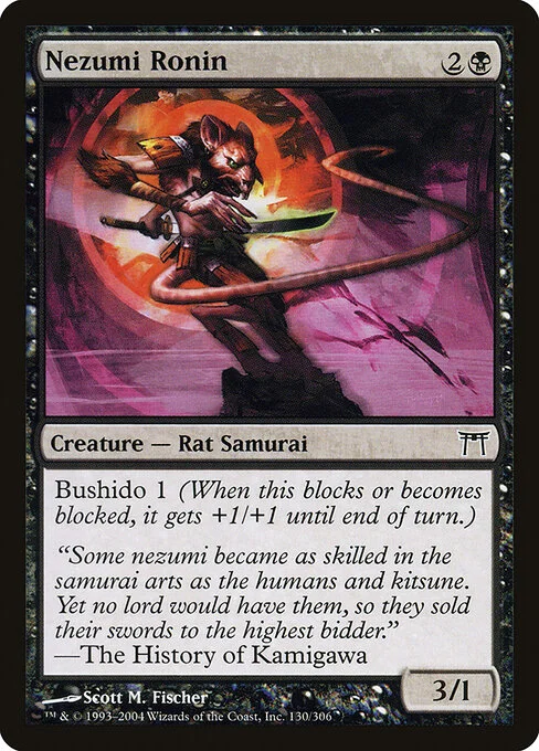 Nezumi Ronin, carta Magic di tipo Creature — Rat Samurai illustrata da Scott M. Fischer
