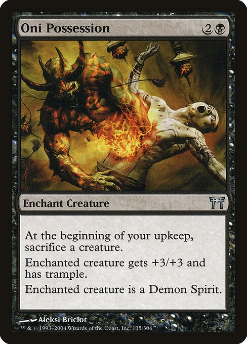 Oni Possession, carta Magic di tipo Enchantment — Aura illustrata da Aleksi Briclot