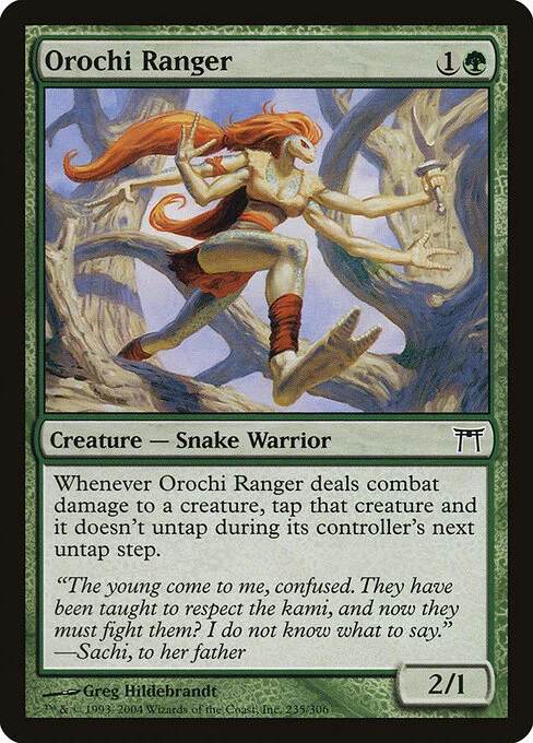 Orochi Ranger, carta Magic di tipo Creature — Snake Warrior Ranger illustrata da Greg Hildebrandt