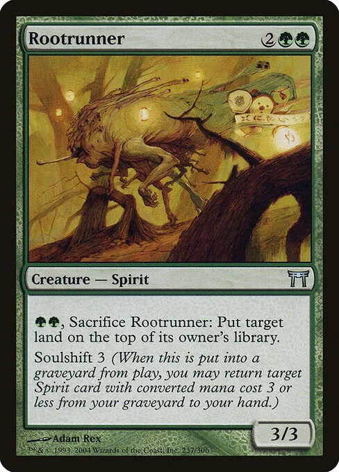 Rootrunner, carta Magic di tipo Creature — Spirit illustrata da Adam Rex